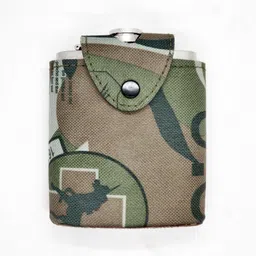 jmall ™ Jungle Print Cover With Hip Flask for Men & Women Stainless Steel Liquor Pocket Flasks Alcoholic Holder Bottle Wine Whiskey Alcohol Drinks Vodka Wrapped Leakage Proof Whisky_HP-1135 Black England Flask Stainless Steel Hip Flask image 2