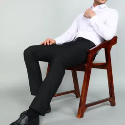 raymond Men Slim Fit Black Polyester Trousers image 2