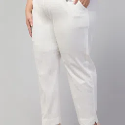 style prezone Women Regular Fit White Cotton Blend Trousers image 3