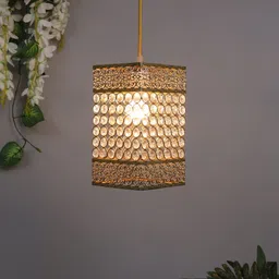 homesake Hanging golden crystal pendant light, Fixture for Kitchen Dinning Room Bedroom Pendants Ceiling Lamp image 3