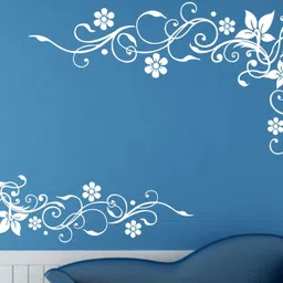 90 cm Wall Sticker Lovely Flower And Vine White stickers size(90 x 59)cm Self Adhesive Sticker-image-2