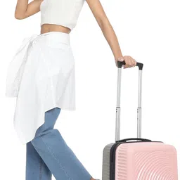 yayavar Small Cabin Suitcase (54 cm) 4 Wheels - VENICE - Dual Color Scratch Proof Printed Trolley Bag - Pink, Grey image 2