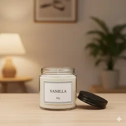 Scented Vanilla Candle|Natural Soy Wax | Long-Lasting, Smokeless,Handcrafted|50g Candle-image-12