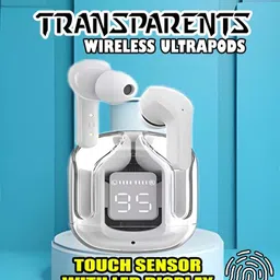 crecro Ultrapod Bluetooth Earbuds Headset Crystal Transparent Design,LED Display GR29 Smart Headphones-picture-10
