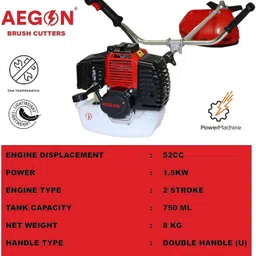 aegon 52cc Brush Cutter 2-Stroke Sidepack Crop Cutter Petrol Engine Fuel Grass Trimmer image 2