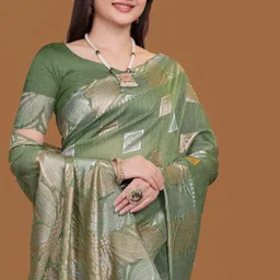 nency fashion Woven Banarasi Silk Blend Saree image 2