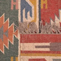 baithak krafts Multicolor Wool & Jute Abstract 60 x 36 Inches Hand Woven Dhurries image 5