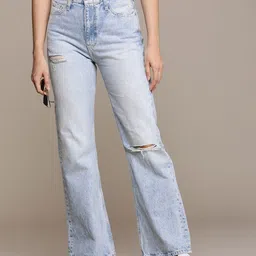 Calvin Klein Jeans Women Pure Cotton Bootcut Mildly Distressed Heavy Fade Mid-rise Jeans-image-93