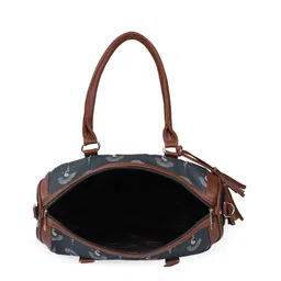 THE CLOWNFISH Percy Grey Printed Structured Handheld Bag with Tasselled image 2