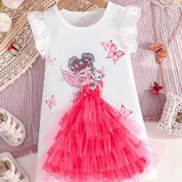 BAESD Girls Flutter Sleeves A-Line Dress-picture-24