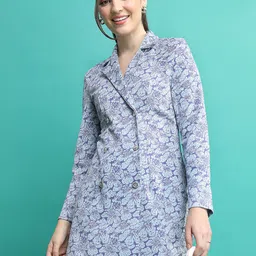 Tokyo Talkies Grey Floral Printed Shirt Collar Long Sleeve Shirt Dress-picture-26