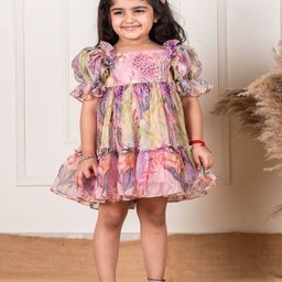 Li'l Angels Organza Abstract Print A-Line Dress-picture-44