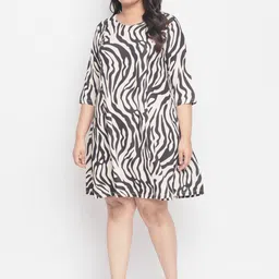 Amydus White & Black Animal Plus Size A-Line Dress image 1