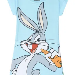 Looney Tunes by Wear Your Mind Blue Printed A-Line Dress-image-79