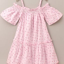 Hola Bonita Girls Polka Dot Print Cold-Shoulder A-Line Dress-picture-44