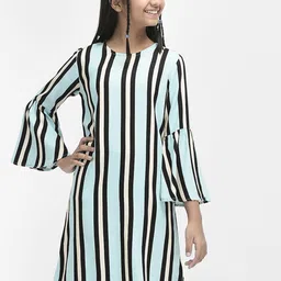 Crimsoune Club Striped Flared Sleeves A-Line Dress-image-10