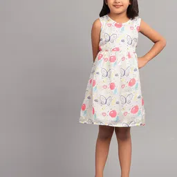 ZION Girls Floral Printed Satin A-Line Dress-image-52