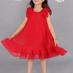 LIL DRAMA Girls Accordion Pleated Georgette A-Line Dress-picture-39