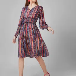 Style Quotient Tribal Printed Rayon Fit & Flare Smart Casual Dress-picture-23