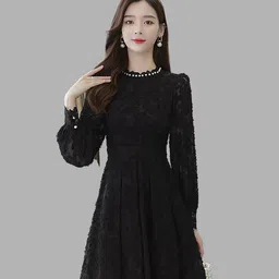 JC Collection Women Black Floral Net Dress-picture-19
