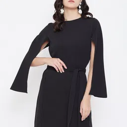 Zastraa Women Black Solid A-Line Dress-image-25