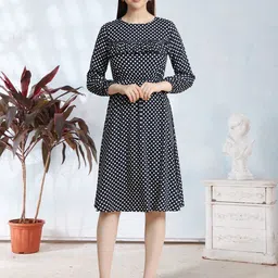 BAESD Polka Dot Printed Fit & Flared Dress-picture-48