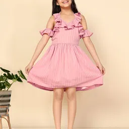 BAESD Cold-Shoulder Ruffled Crepe Fit & Flare Dress image 1