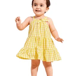 BAESD Girls Checked Shoulder Straps Sleeveless Cotton Tiered A-Line Dress-picture-22