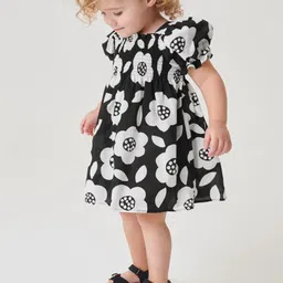 StyleCast Girls Black & White Floral Print Fit & Flare Dress-picture-56