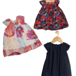 Creative Kids Girls Pack Of 3 Floral Print Fit & Flare Dresses image 1