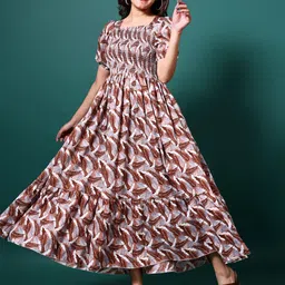 STARWORD Women Tropical Printed Fit & Flare Maxi Dress-image-27