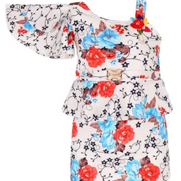 Wish Karo Girls Floral Printed One Shoulder Embellished Satin Sheath Dress-picture-55