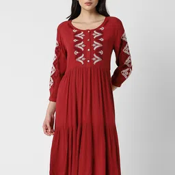 Van Heusen Woman Embroidered Fit & Flare Midi Dress-picture-17
