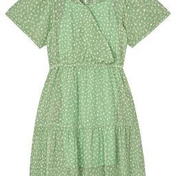 Budding Bees Girls Polka Dot Printed V-Neck Georgette Fit & Flare Dress-picture-23