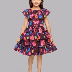 Pink Chick Girls Floral Printed Layered Detail Fit & Flare Dress-picture-19