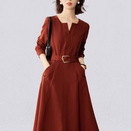 JC Collection Fit & Flare Dress With Belt-picture-28