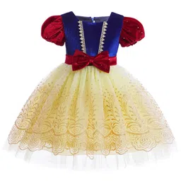StyleCast Girls Yellow Cotton Puff Sleeve Applique Fit & Flare Dress-picture-13