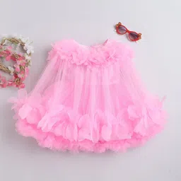 MANY FROCKS & Girls Self Design Net Tulle A-Line Dress-picture-32