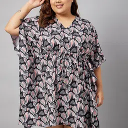 Curves By ZeroKaata Plus Size Floral Printed Kaftan Nightdress-image-72
