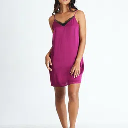 mackly V Neck Lace Up Satin Nightdress-picture-28