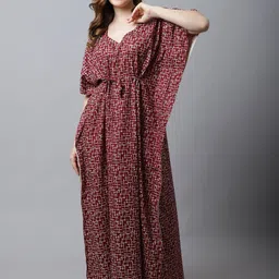 Secret Wish Maroon Printed Maxi Nightdress-picture-42