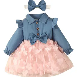 StyleCast Blue & Pink Girls Shirt Collar Cotton Fit & Flare Dress-picture-27