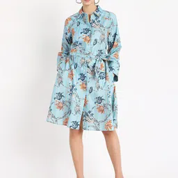 RAREISM Women Floral Printed Flared Sleeves A-Line Dress-image-92