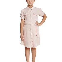 Peppermint Shirt Collar Tie Up Shirt Dress With Belt-picture-16