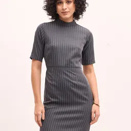 SALT ATTIRE Black Striped Bodycon Mini Dress-picture-11