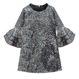 a.t.u.n. A T U N Silver-Toned Sequin Embellished Bell Sleeves Dress-picture-33