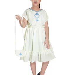 Peppermint Girls Embroidered Extended Sleeves Tie-Up Fit & Flare Dress-picture-45