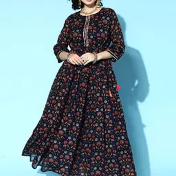Sangria Printed Flared Fit and Flare Ethnic Dresses-picture-12