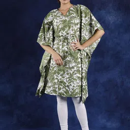 Exotic India Tropical Print Batwing Sleeve Kaftan Dress-image-94