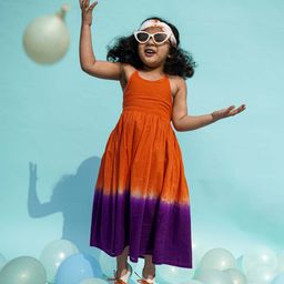 Tiber Taber Girls Orange Tie & Dye Dyed Maxi Dress-picture-7